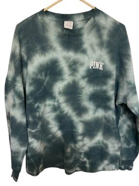PINK Victoria's Secret Tie-Dye Crewneck Sweatshirt - Teal & White